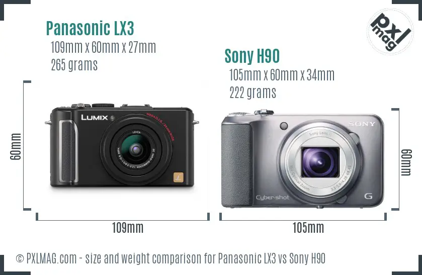 Panasonic LX3 vs Sony H90 size comparison
