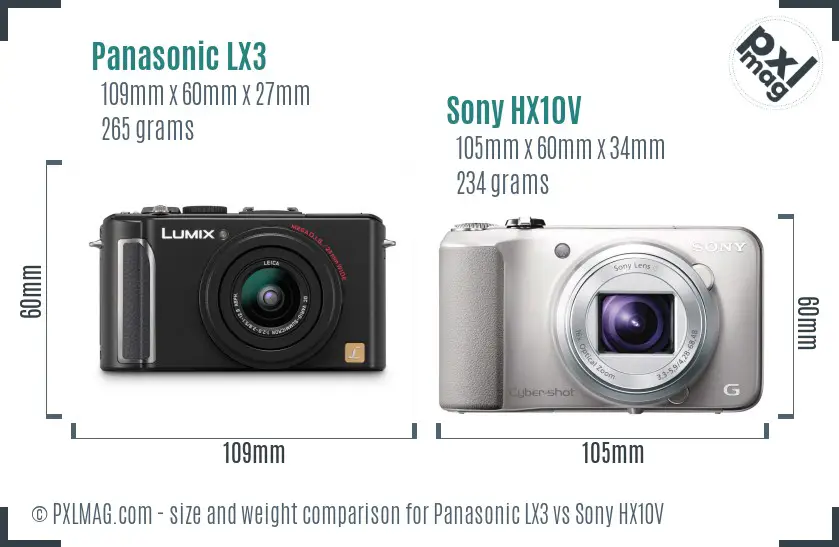 Panasonic LX3 vs Sony HX10V size comparison