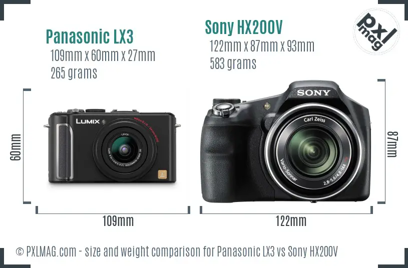 Panasonic LX3 vs Sony HX200V size comparison