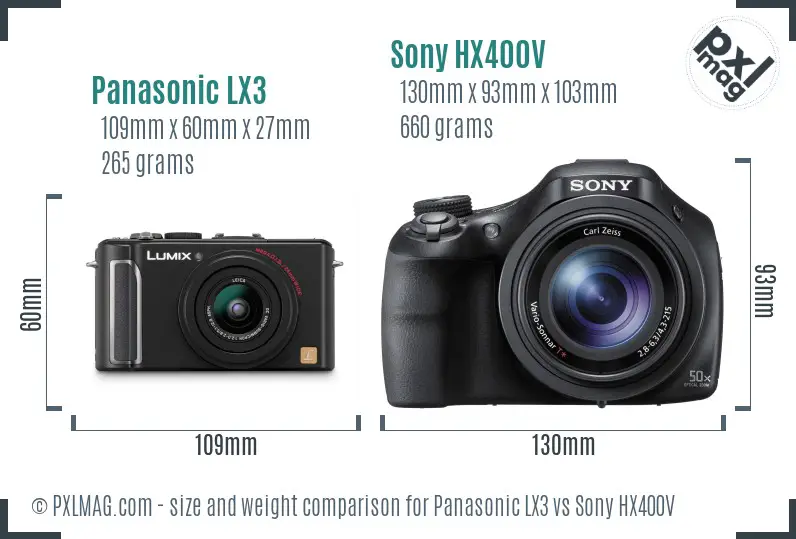 Panasonic LX3 vs Sony HX400V size comparison