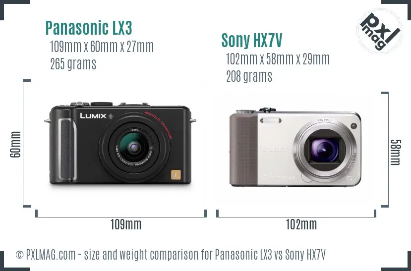 Panasonic LX3 vs Sony HX7V size comparison