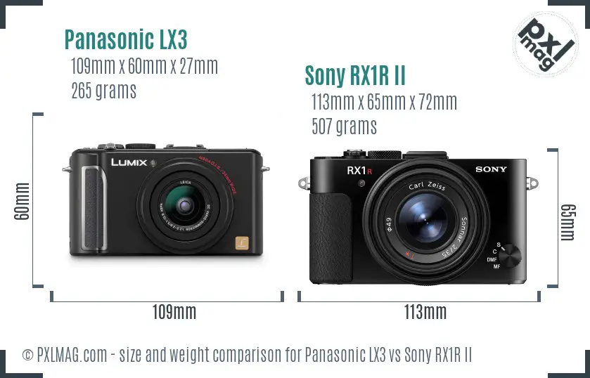 Panasonic LX3 vs Sony RX1R II size comparison