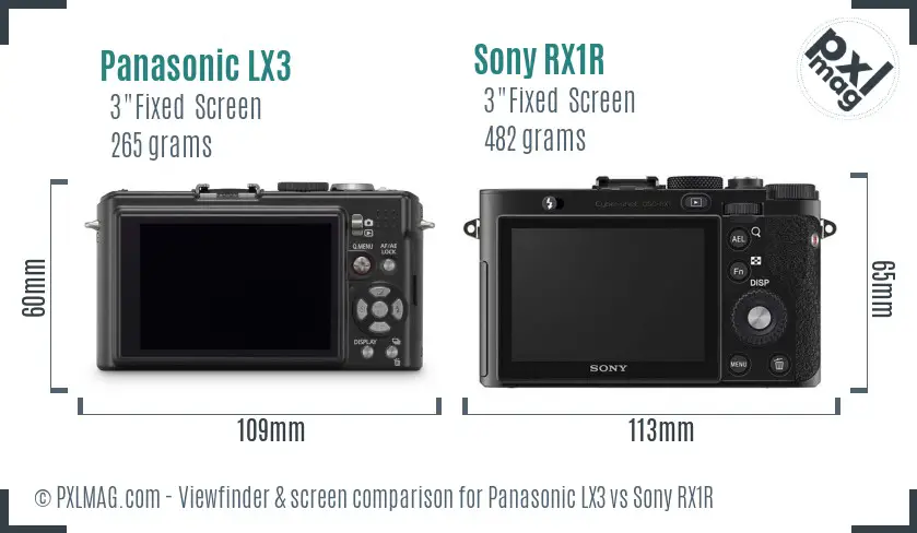 Panasonic LX3 vs Sony RX1R Screen and Viewfinder comparison Panasonic LX3 vs Sony RX1R Screen and Viewfinder comparison