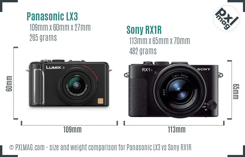 Panasonic LX3 vs Sony RX1R size comparison Panasonic LX3 vs Sony RX1R size comparison