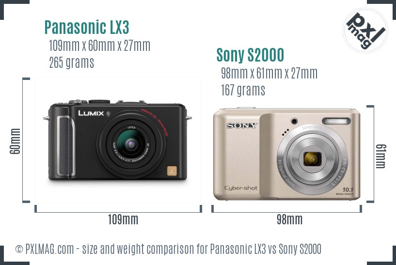 Panasonic LX3 vs Sony S2000 size comparison Panasonic LX3 vs Sony S2000 size comparison