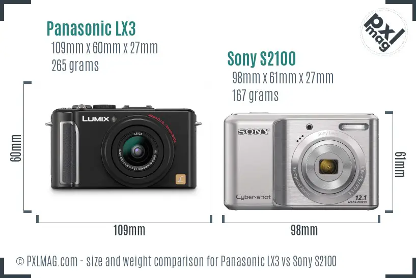 Panasonic LX3 vs Sony S2100 size comparison