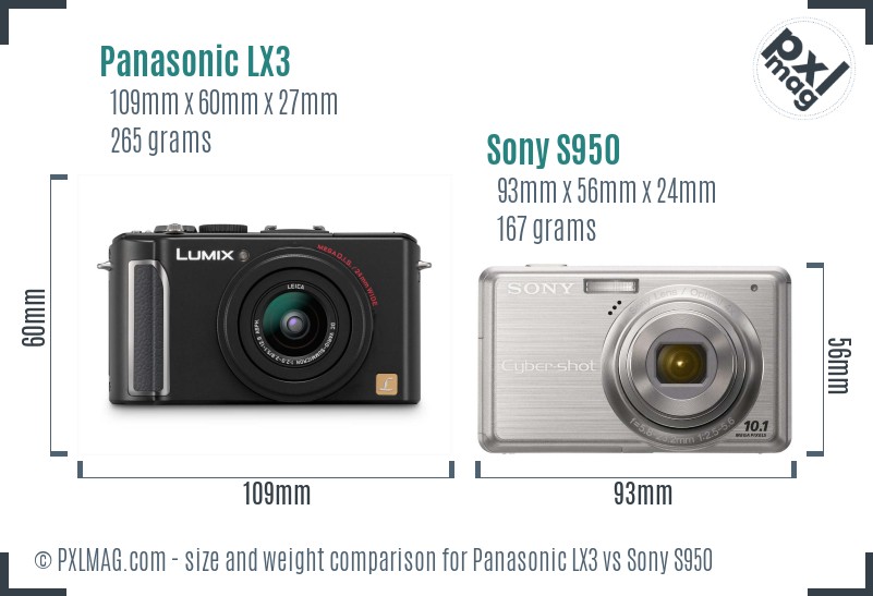 Panasonic LX3 vs Sony S950 size comparison