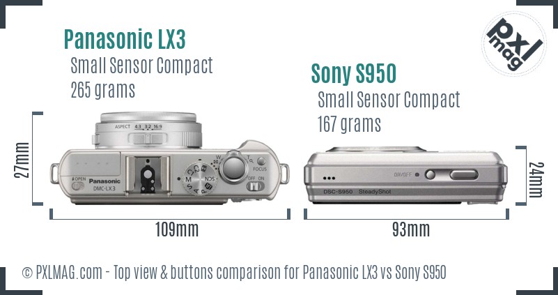 Panasonic LX3 vs Sony S950 top view buttons comparison
