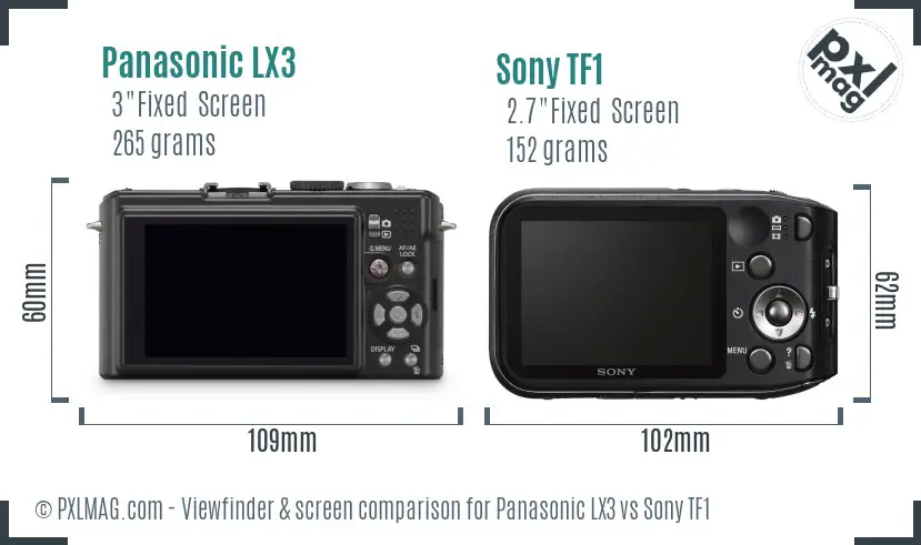 Panasonic LX3 vs Sony TF1 Screen and Viewfinder comparison