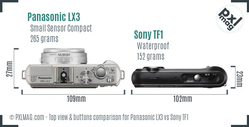 Panasonic LX3 vs Sony TF1 top view buttons comparison