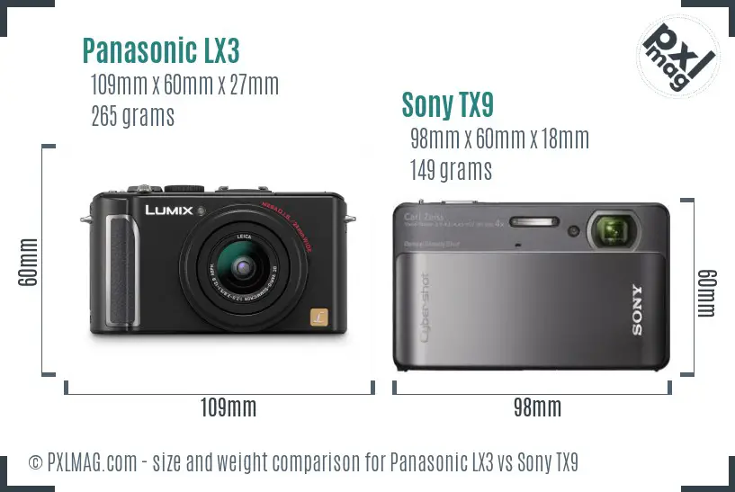 Panasonic LX3 vs Sony TX9 size comparison Panasonic LX3 vs Sony TX9 size comparison