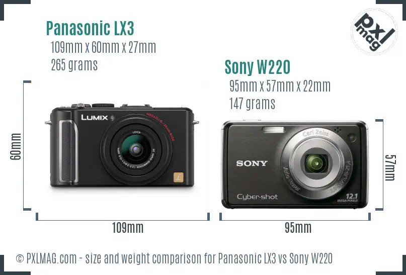 Panasonic LX3 vs Sony W220 size comparison
