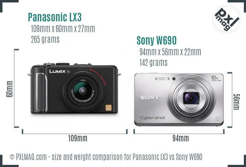 Panasonic LX3 vs Sony W690 size comparison
