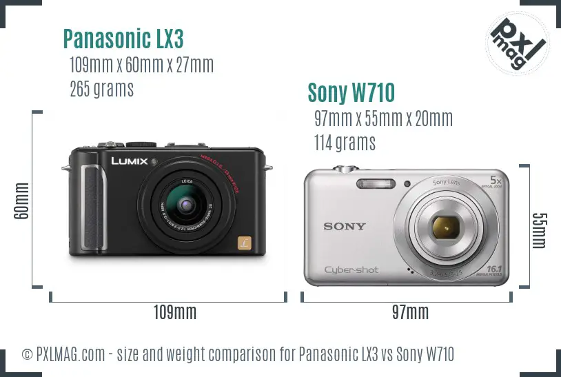 Panasonic LX3 vs Sony W710 size comparison