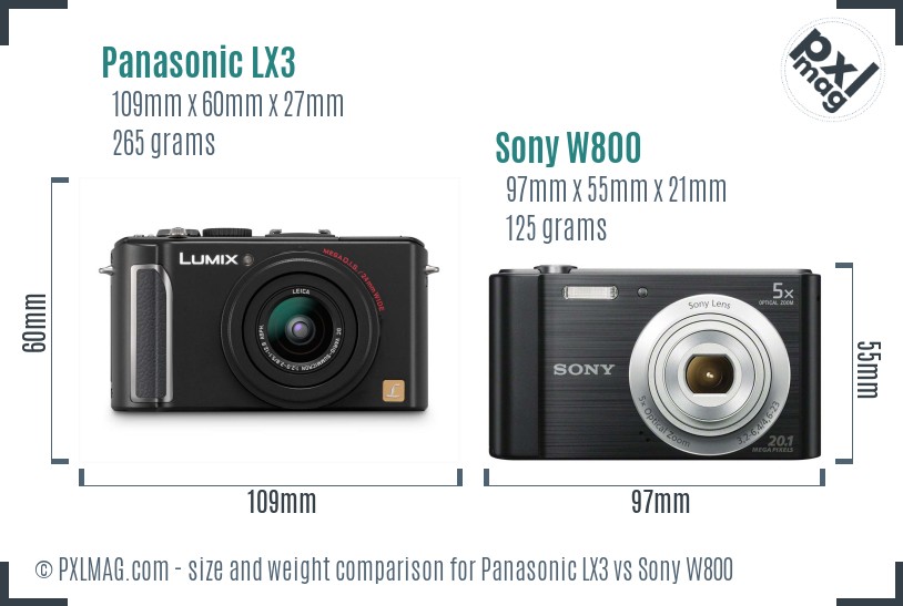 Panasonic LX3 vs Sony W800 size comparison Panasonic LX3 vs Sony W800 size comparison