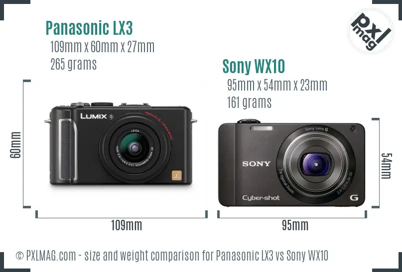 Panasonic LX3 vs Sony WX10 size comparison