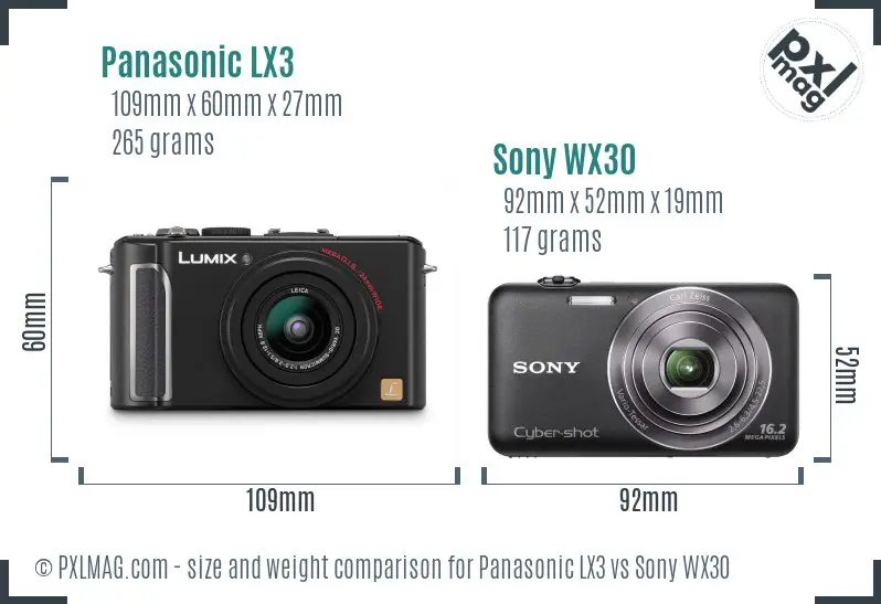 Panasonic LX3 vs Sony WX30 size comparison