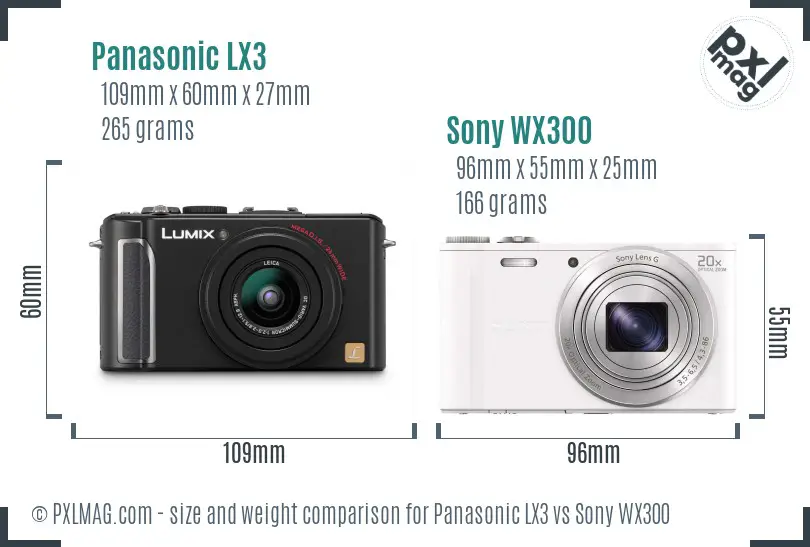 Panasonic LX3 vs Sony WX300 size comparison