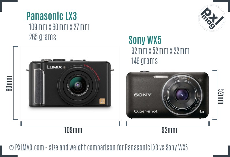 Panasonic LX3 vs Sony WX5 size comparison