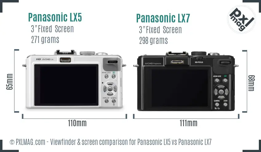 Panasonic LX5 vs Panasonic LX7 Screen and Viewfinder comparison