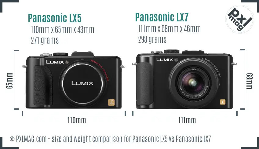 Panasonic LX5 vs Panasonic LX7 size comparison