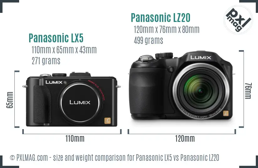Panasonic LX5 vs Panasonic LZ20 size comparison