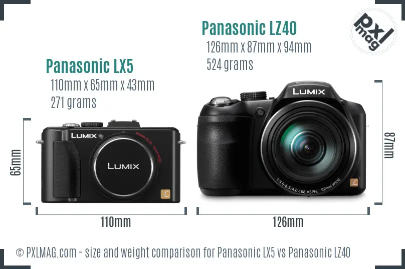 Panasonic LX5 vs Panasonic LZ40 size comparison