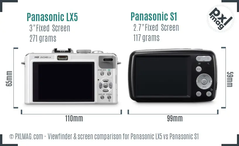 Panasonic LX5 vs Panasonic S1 Screen and Viewfinder comparison