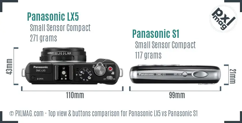 Panasonic LX5 vs Panasonic S1 top view buttons comparison