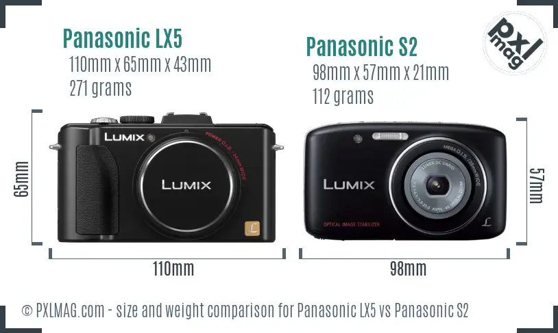 Panasonic LX5 vs Panasonic S2 size comparison