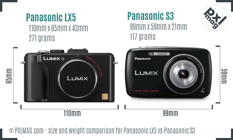 Panasonic LX5 vs Panasonic S3 size comparison