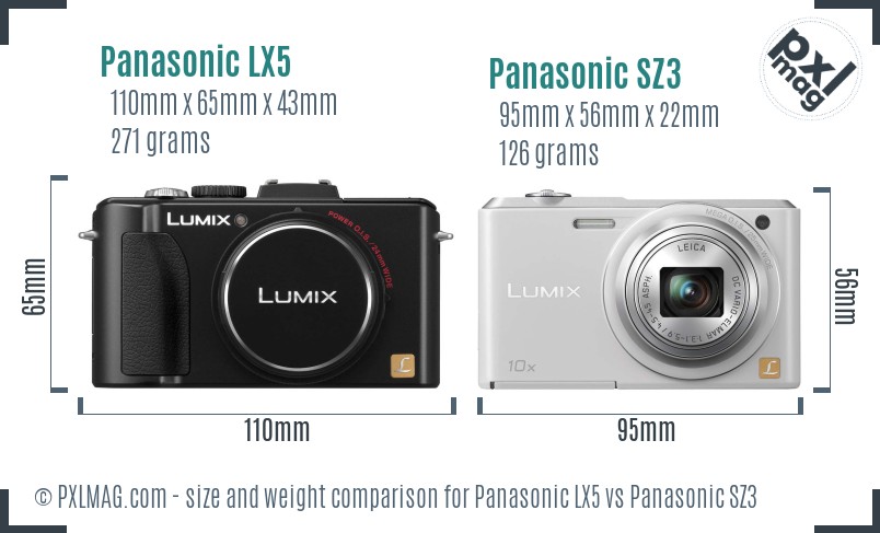 Panasonic LX5 vs Panasonic SZ3 size comparison