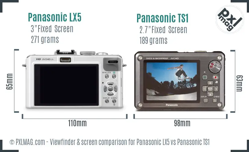 Panasonic LX5 vs Panasonic TS1 Screen and Viewfinder comparison