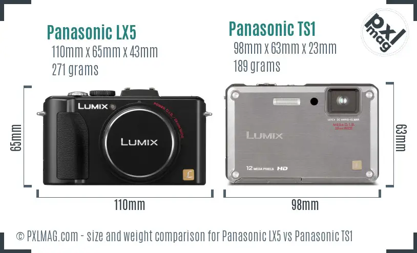 Panasonic LX5 vs Panasonic TS1 size comparison