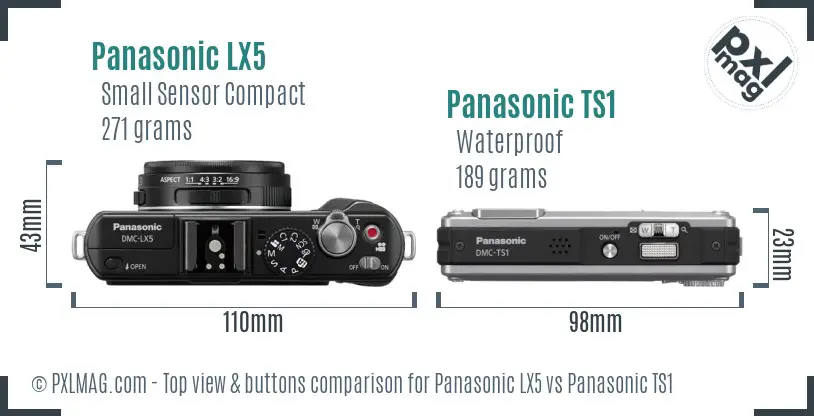 Panasonic LX5 vs Panasonic TS1 top view buttons comparison