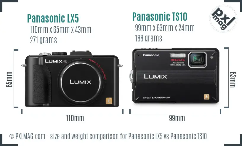 Panasonic LX5 vs Panasonic TS10 size comparison