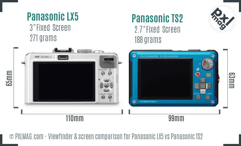 Panasonic LX5 vs Panasonic TS2 Screen and Viewfinder comparison