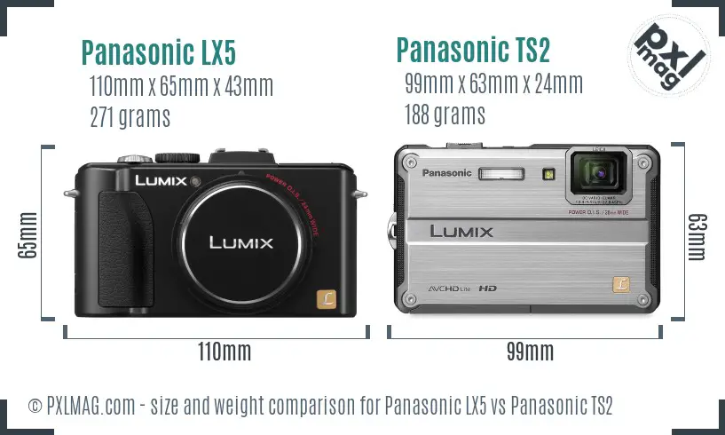 Panasonic LX5 vs Panasonic TS2 size comparison