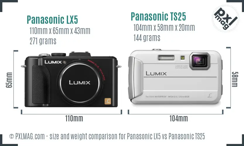 Panasonic LX5 vs Panasonic TS25 size comparison