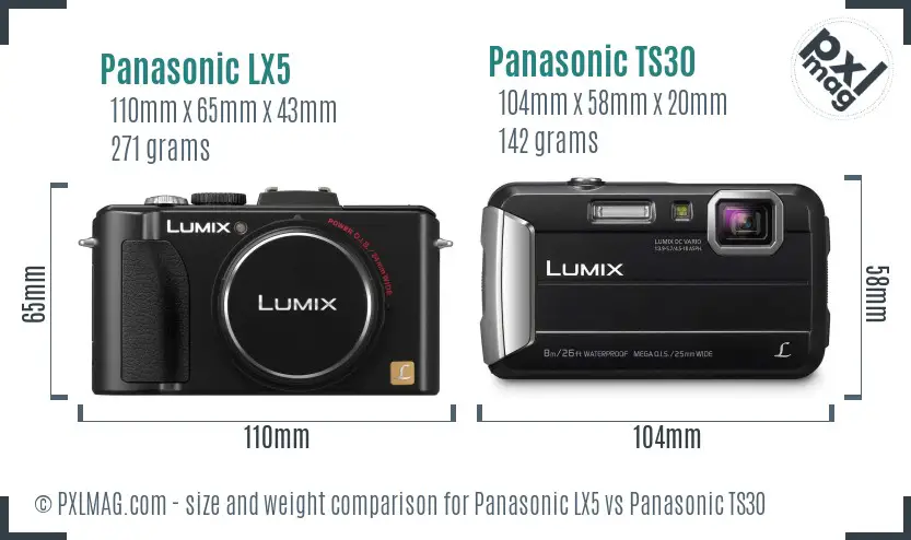 Panasonic LX5 vs Panasonic TS30 size comparison