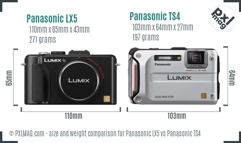 Panasonic LX5 vs Panasonic TS4 size comparison