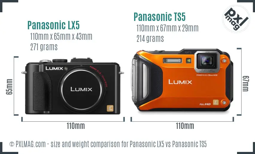 Panasonic LX5 vs Panasonic TS5 size comparison