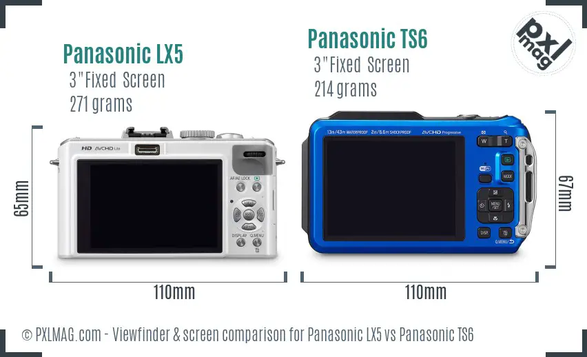 Panasonic LX5 vs Panasonic TS6 Screen and Viewfinder comparison