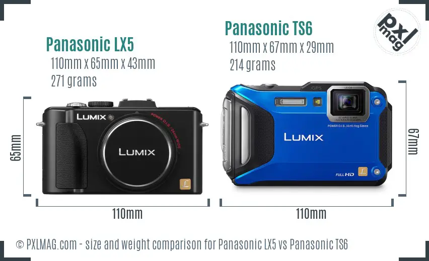 Panasonic LX5 vs Panasonic TS6 size comparison