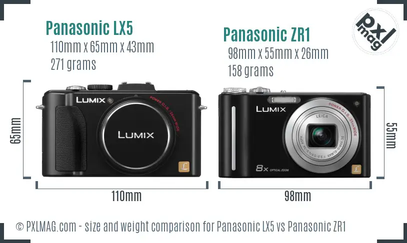 Panasonic LX5 vs Panasonic ZR1 size comparison
