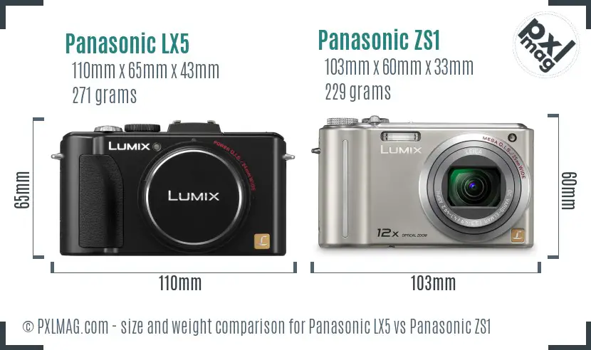 Panasonic LX5 vs Panasonic ZS1 size comparison