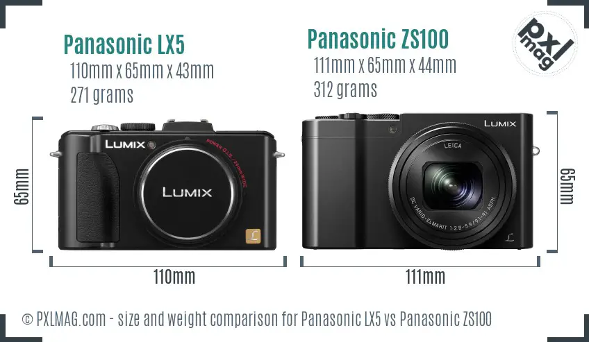 Panasonic LX5 vs Panasonic ZS100 size comparison