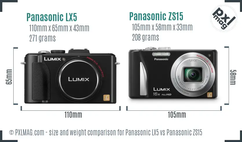 Panasonic LX5 vs Panasonic ZS15 size comparison