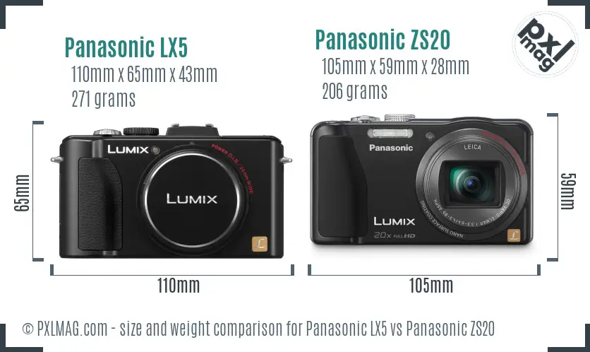 Panasonic LX5 vs Panasonic ZS20 size comparison