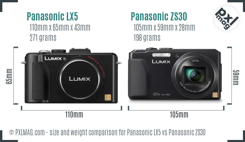 Panasonic LX5 vs Panasonic ZS30 size comparison
